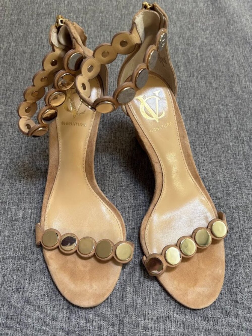 Vince Camuto VC Signature Edolie Amalfi tan suede wedge sandals